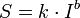 \ S = k \cdot I^b 