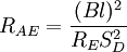 R_{AE} = \frac{(Bl)^2}{R_ES^2_D}